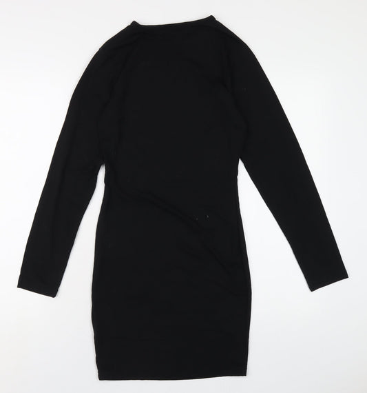 Missguided Womens Black Polyester Bodycon Size 6 Round Neck Pullover