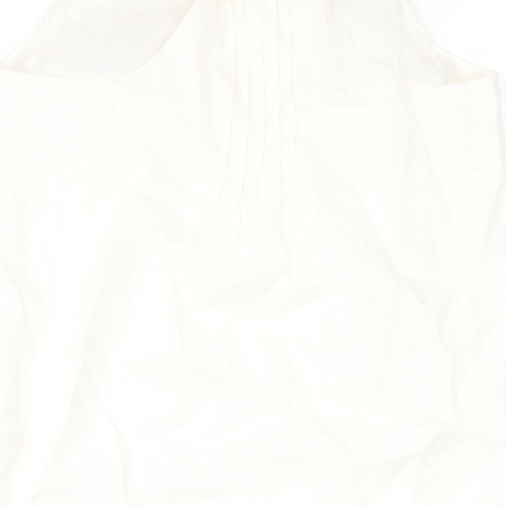 NEXT Womens Ivory Linen Tank Dress Size 8 Round Neck Pullover