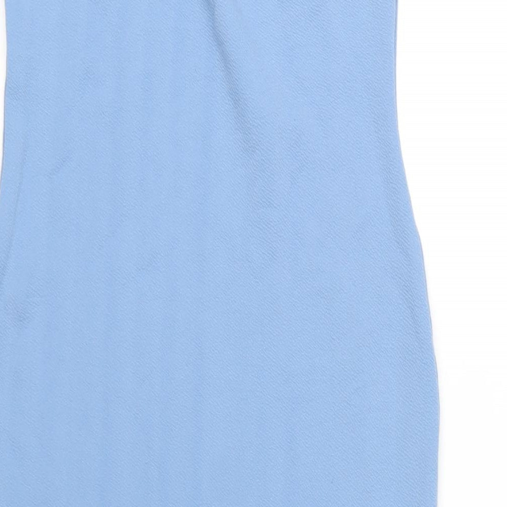 PRETTYLITTLETHING Womens Blue Polyester Bodycon Size 10 Off the Shoulder Pullover