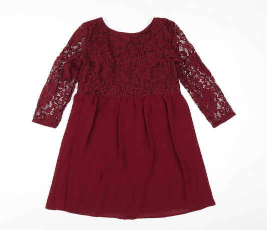 Forever 21 Womens Red Polyester A-Line Size S Round Neck Pullover