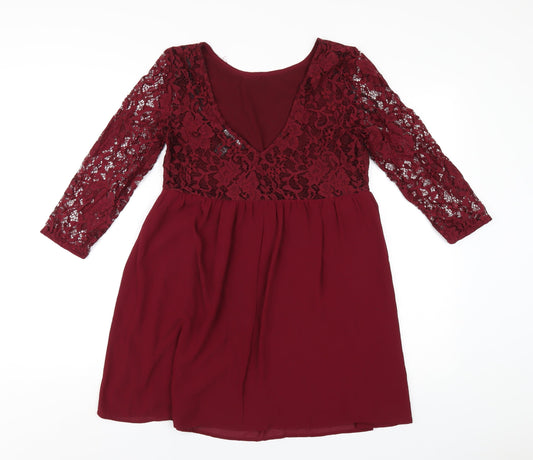 FOREVER 21 Womens Red Polyester A-Line Size S Round Neck Pullover