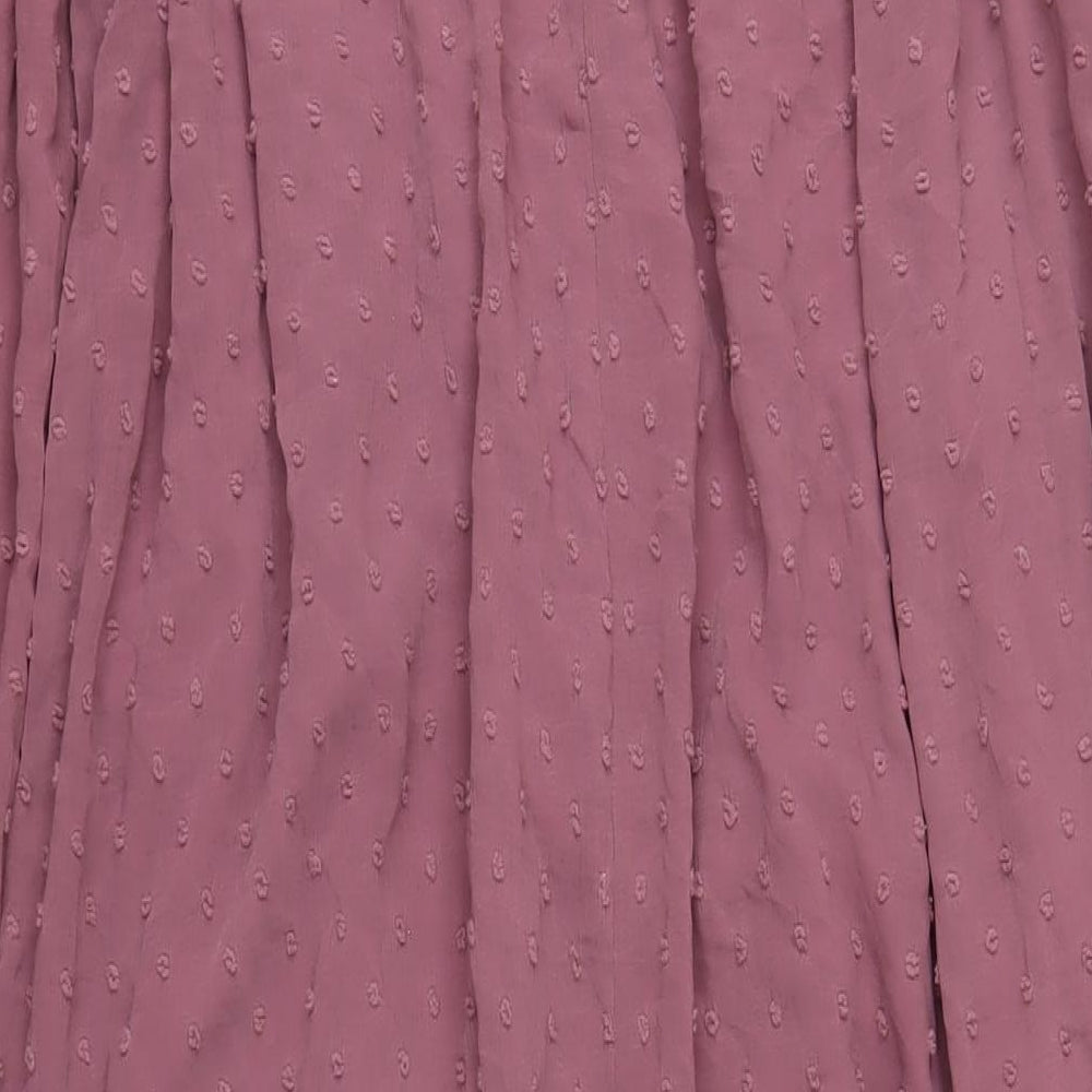 Missguided Womens Purple Polyester A-Line Size 10 Mock Neck Button