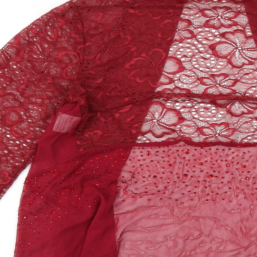 Womens UK Size S Saloos Red Kimono Blouse