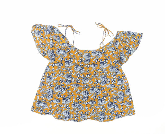 Womens UK Size 8 Topshop Yellow Basic Blouse