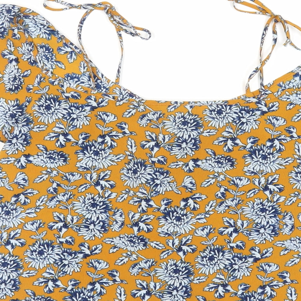 Womens UK Size 8 Topshop Yellow Basic Blouse