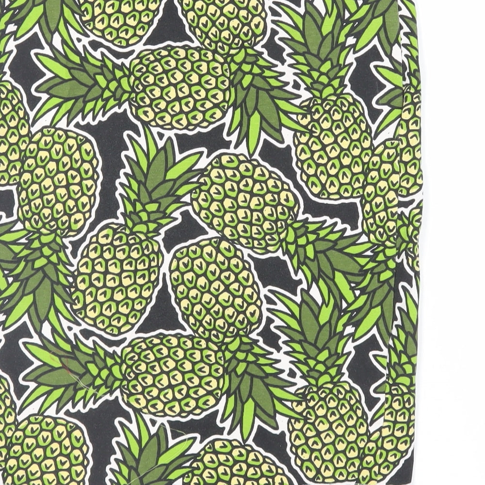H&M Womens Green Geometric Cotton Straight & Pencil Skirt Size S - Pineapple Print