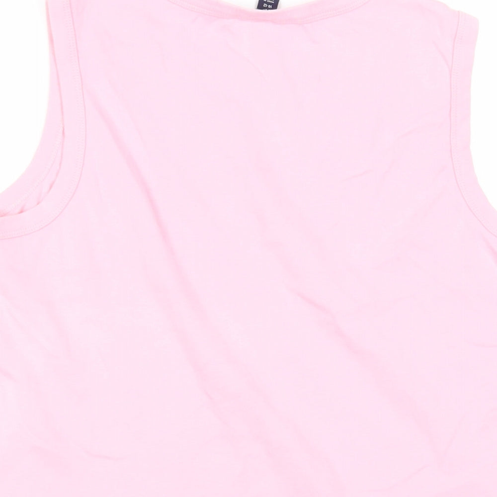 Lands' End Womens Pink Cotton Basic Tank Size M Crew Neck