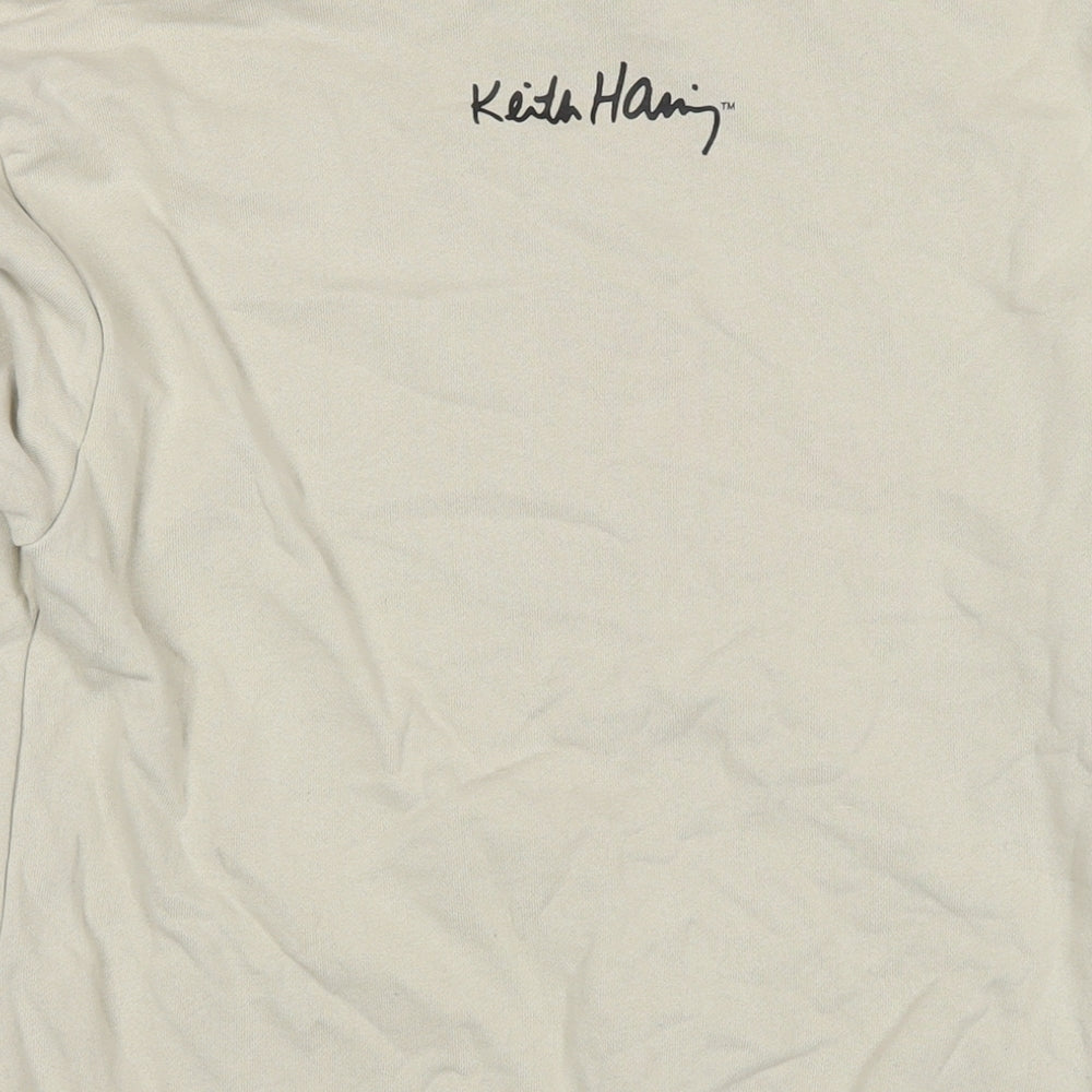 H&M Womens Beige Cotton Pullover Sweatshirt Size XS Pullover - Hearts