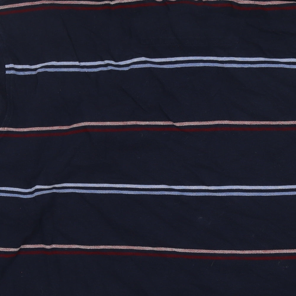 Maine Mens Blue Striped Cotton Polo Size XL Collared Pullover