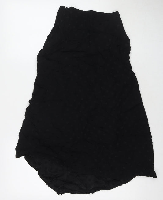 Mango Womens Black Polka Dot Viscose A-Line Skirt Size XS Zip