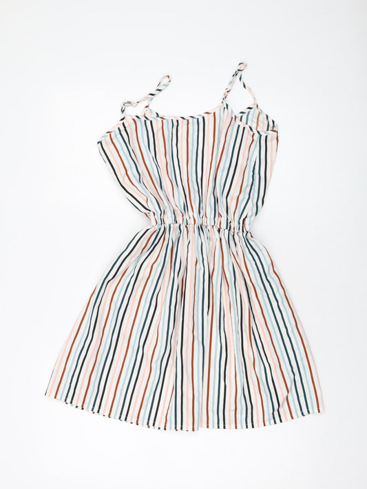 Boohoo Womens Multicoloured Striped Polyester Mini Size 8 Square Neck Pullover