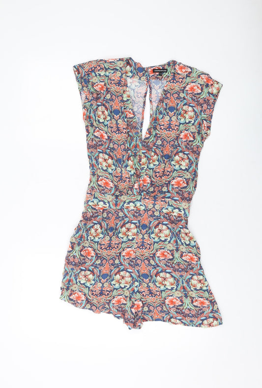 Womens UK Size 6 Warehouse One-Piece Multicoloured Playsuit