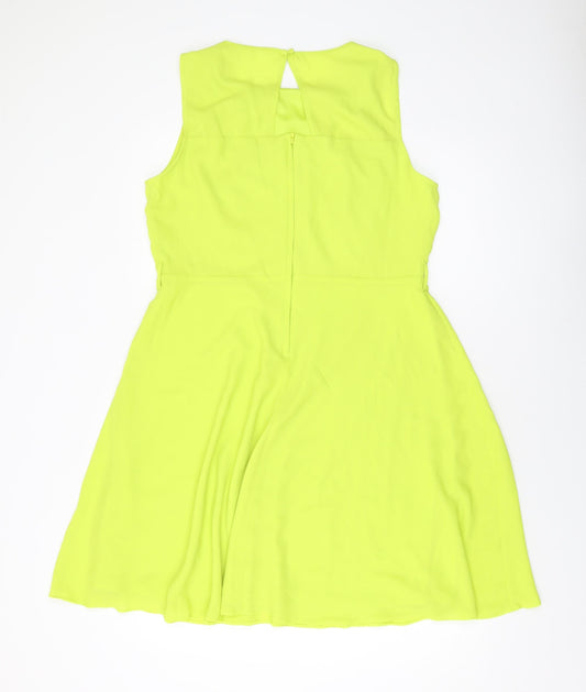 Dorothy Perkins Womens Green Polyester A-Line Size 16 Round Neck Button