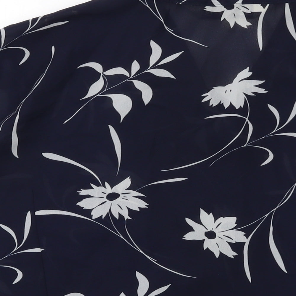 Berkertex Womens Blue Geometric Polyester Basic Button-Up Size 24 Collared