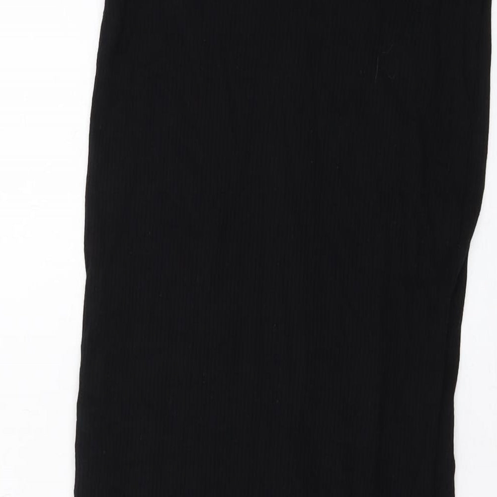 Brand and care label for Asoso women’s black polyester straight & pencil skirt, size UK 8