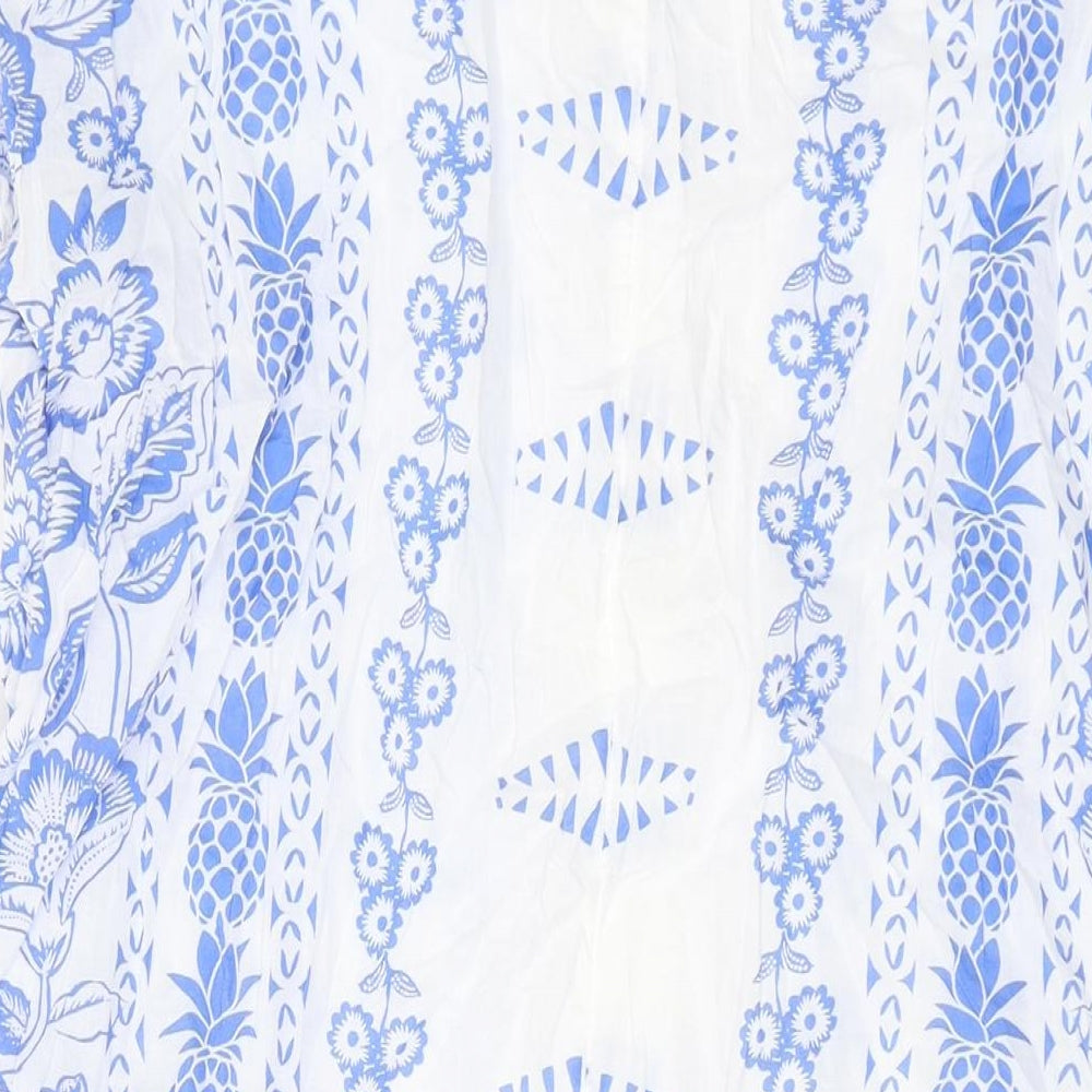 NEXT Womens Blue Geometric Cotton Shirt Dress Size 8 Collared Button