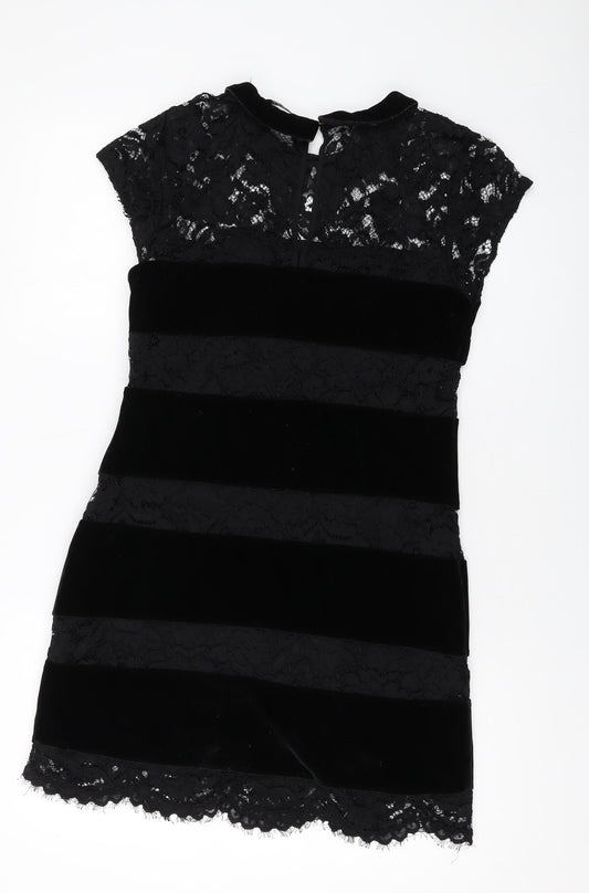 Oasis Womens Black Polyester A-Line Size 12 Collared Button