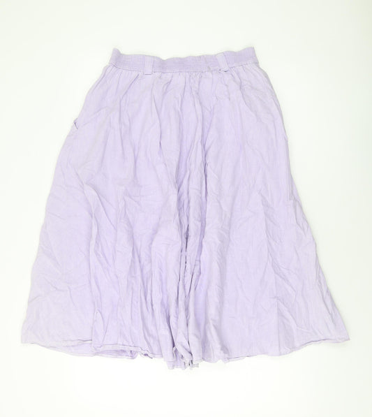 Marks and Spencer Womens Purple Cotton A-Line Skirt Size 12 Button