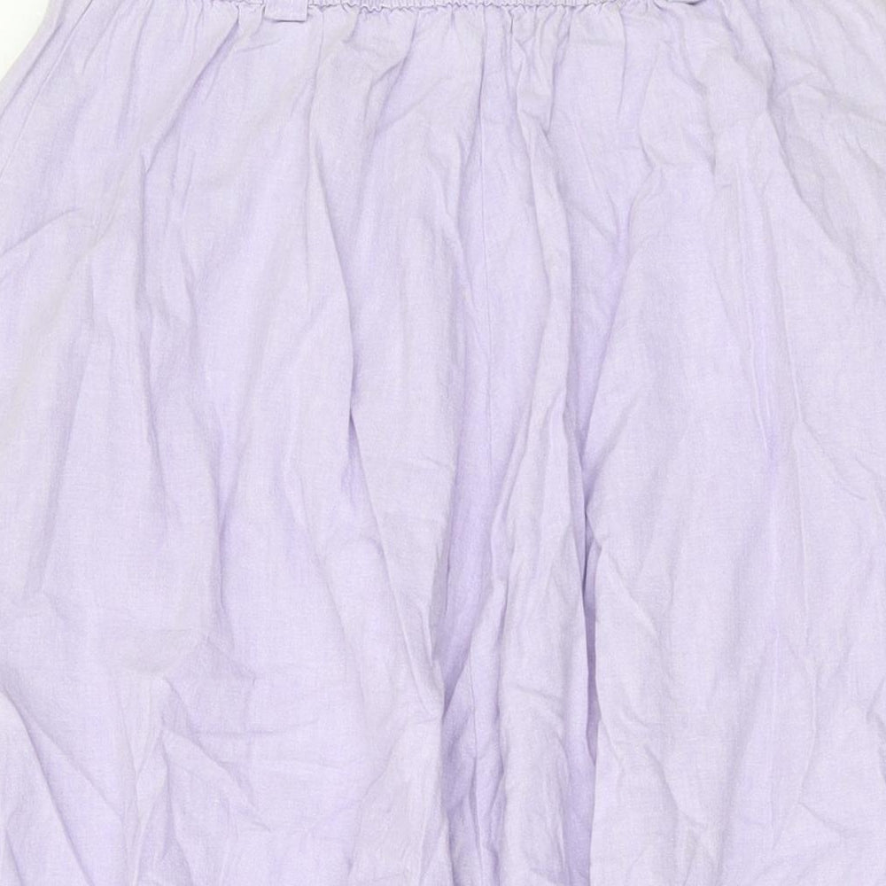 Marks and Spencer Womens Purple Cotton A-Line Skirt Size 12 Button