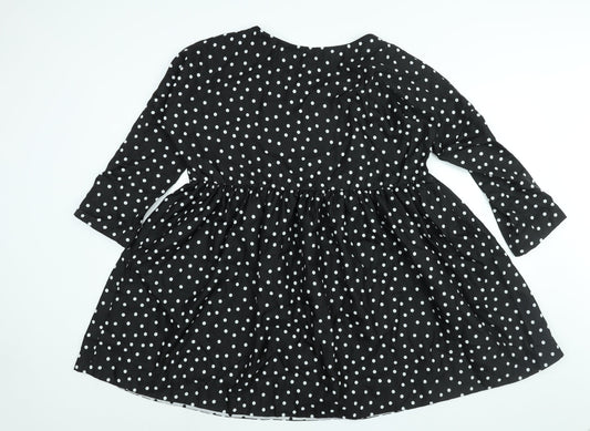 ASOS Womens Black Polka Dot Polyester A-Line Size 12 Round Neck Pullover