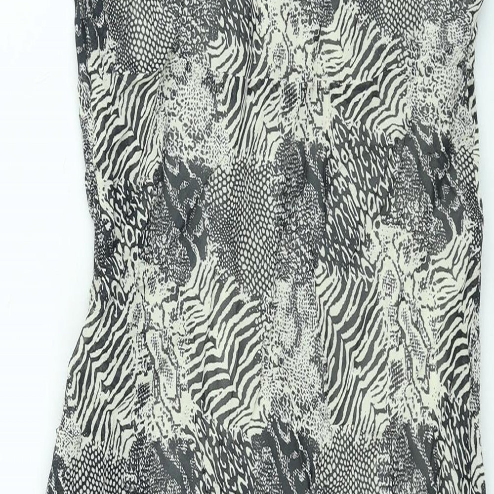 Essentials Womens Black Geometric Viscose Shift Size 10 Round Neck Pullover