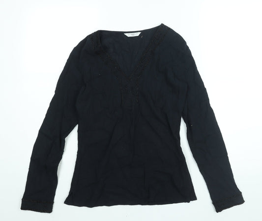 Womens UK Size 8 New Look Black Basic Blouse