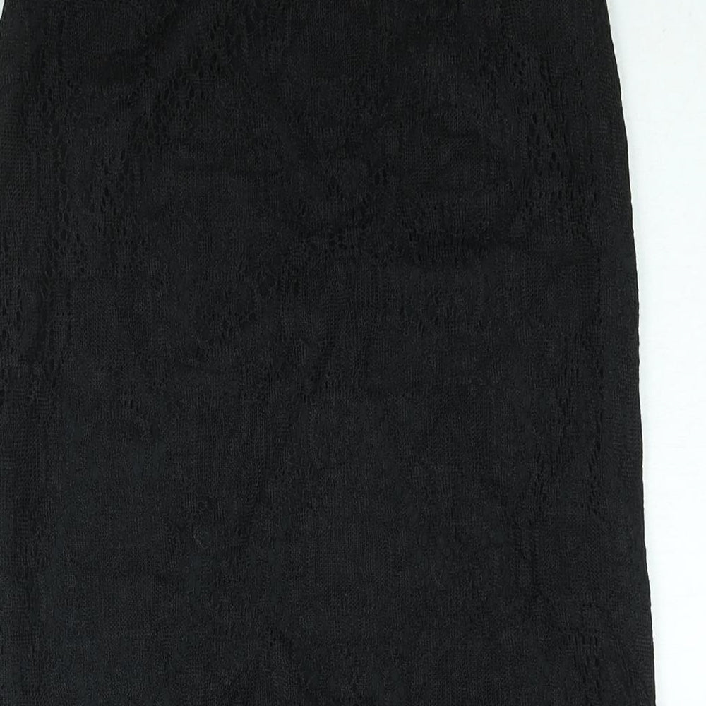 Etam Womens Black Polyester Straight & Pencil Skirt Size 10 Zip - Tassle
