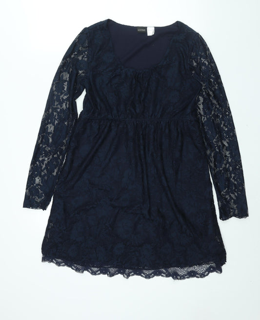 Body Flirt Womens Blue Polyester Shift Size M Scoop Neck Pullover