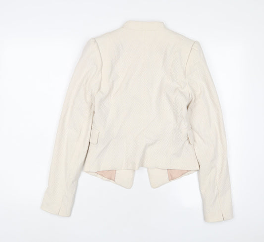 H&M Womens Beige Jacket Blazer Size 8 Hook & Eye