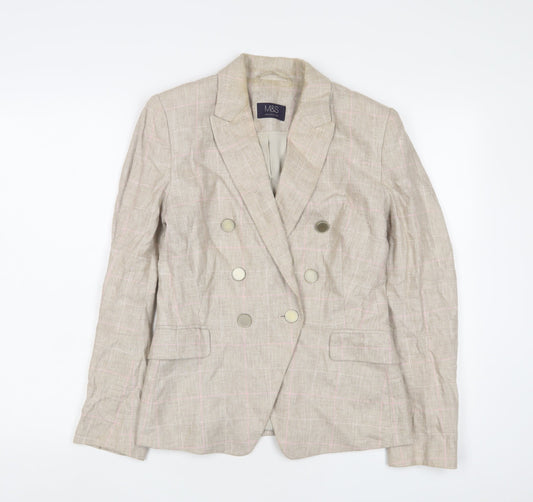 Marks and Spencer Womens Beige Jacket Blazer Size 6 Button