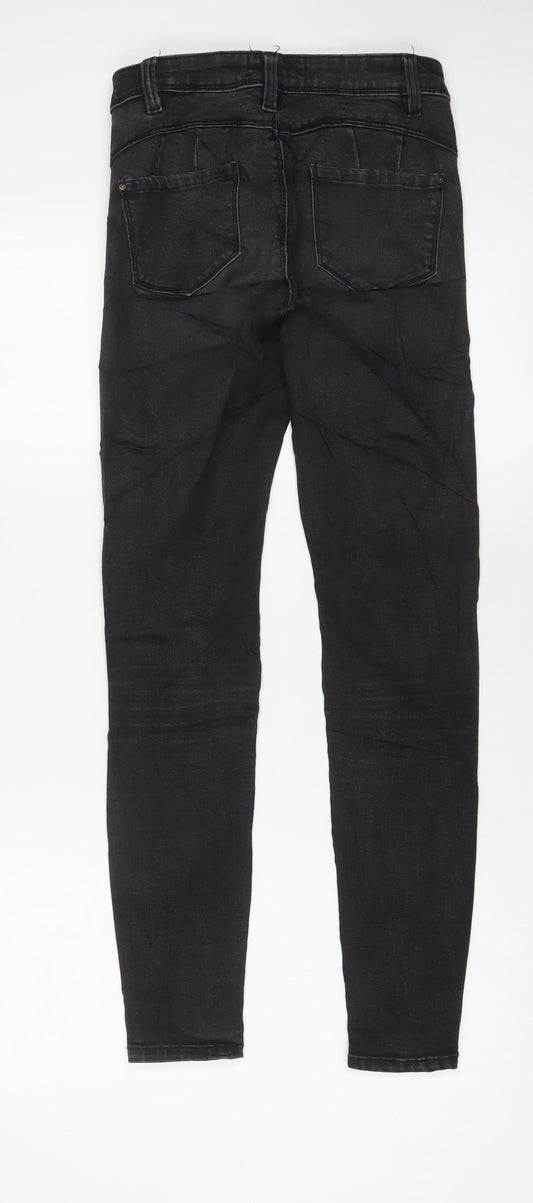 Denim & Co. Womens Black Cotton Skinny Jeans Size 8 L28 in Regular Zip