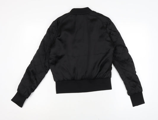 Divided Womens Black Bomber Jacket Jacket Size 6 Zip