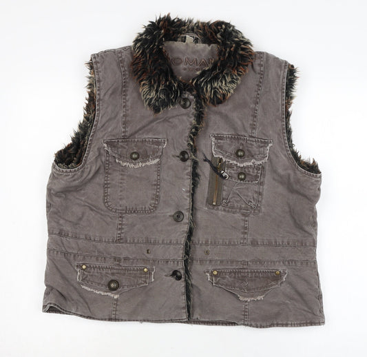 Additional front view of Roman women’s brown gilet waistcoat, size L, zip