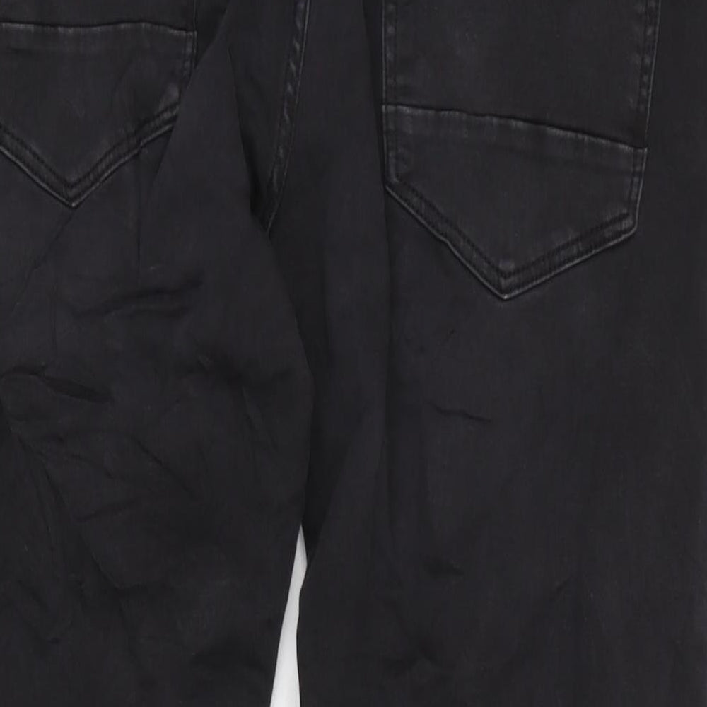 Marks and Spencer Mens Grey Cotton Blend Straight Jeans Size 3XL L29 in Regular Zip