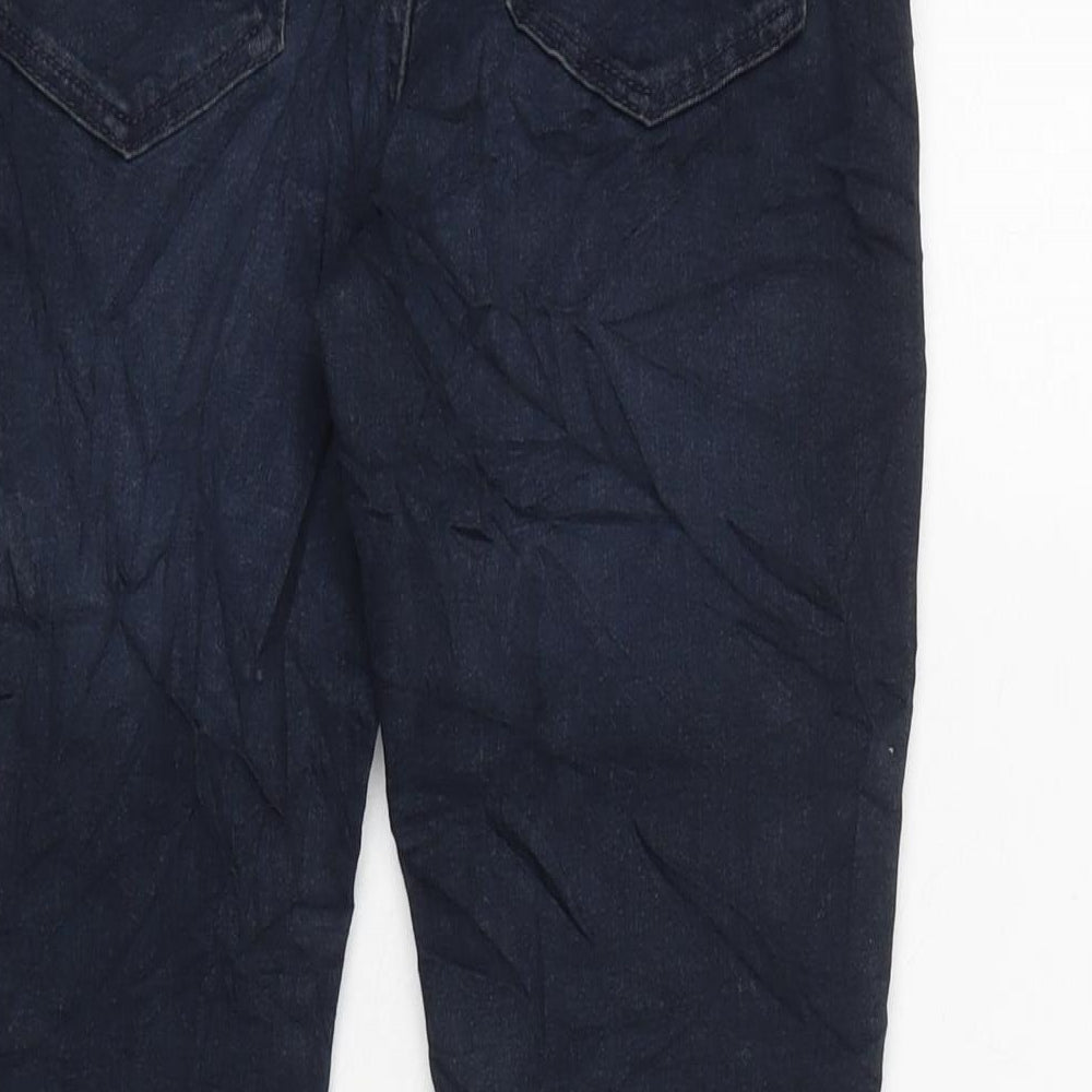 Marks and Spencer Girls Blue Houndstooth Cotton Straight Jeans Size 11-12 Years L24 in Regular Zip
