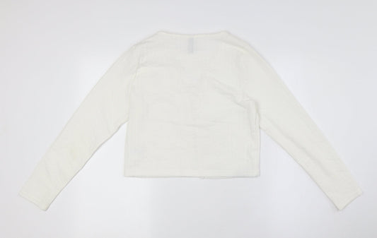 Divided by H&M Womens Ivory Polyester Basic Button-Up Size M V-Neck