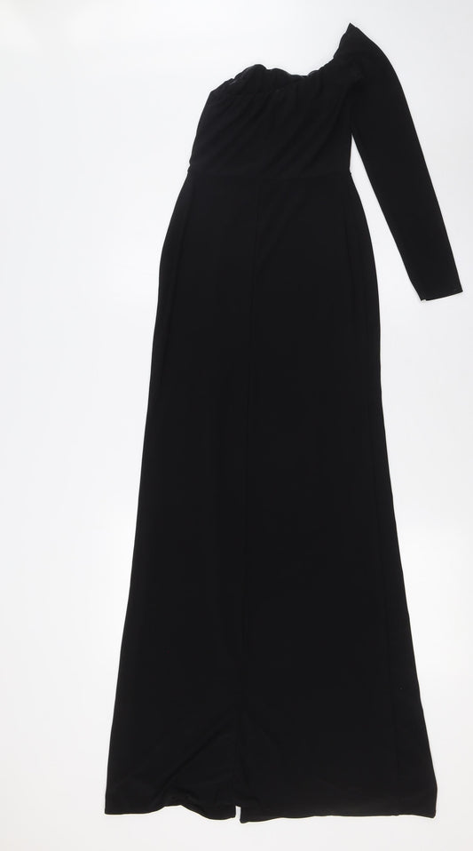 Club L Womens Black Polyester A-Line Size 8 One Shoulder