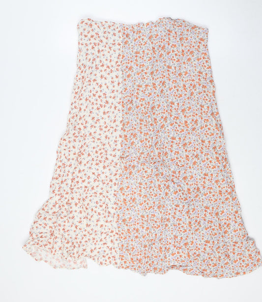 New Look Womens Multicoloured Floral Viscose A-Line Skirt Size 16 Zip