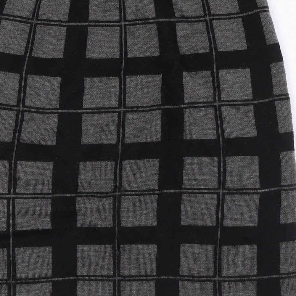 Kenar Womens Grey Check Acrylic A-Line Skirt Size S - Elasticated Waist