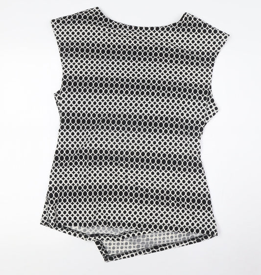 Quiz Womens Black Polyester Basic Button-Up Size 16 Boat Neck - Knot Front