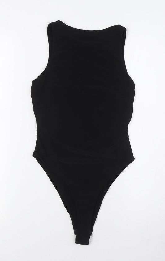 PRETTYLITTLETHING Womens Black Polyester Bodysuit One-Piece Size 8 Snap