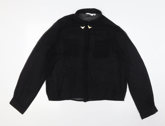 Womens UK Size 16 New Look Black Basic Button-Up