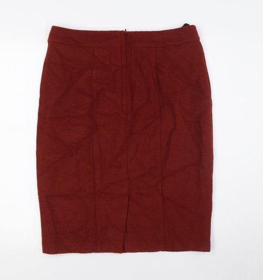 Marks and Spencer Womens Orange Polyester Straight & Pencil Skirt Size 14 Zip