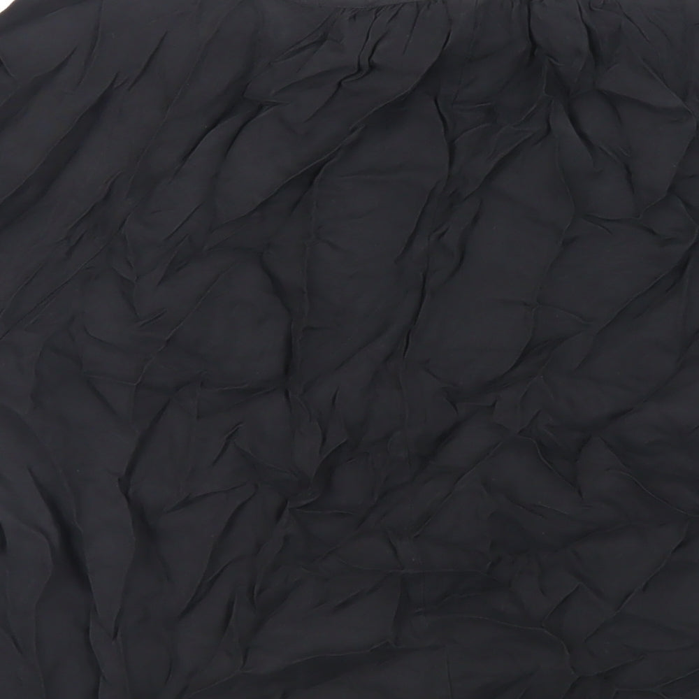 Autograph Womens Black Cupro Basic Blouse Size 14 Round Neck