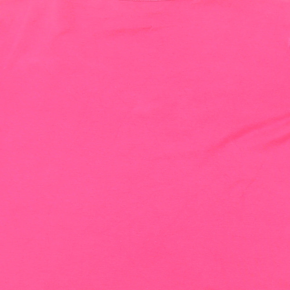 EWM Womens Pink Cotton Basic T-Shirt Size 10 Round Neck - Neckline Detail