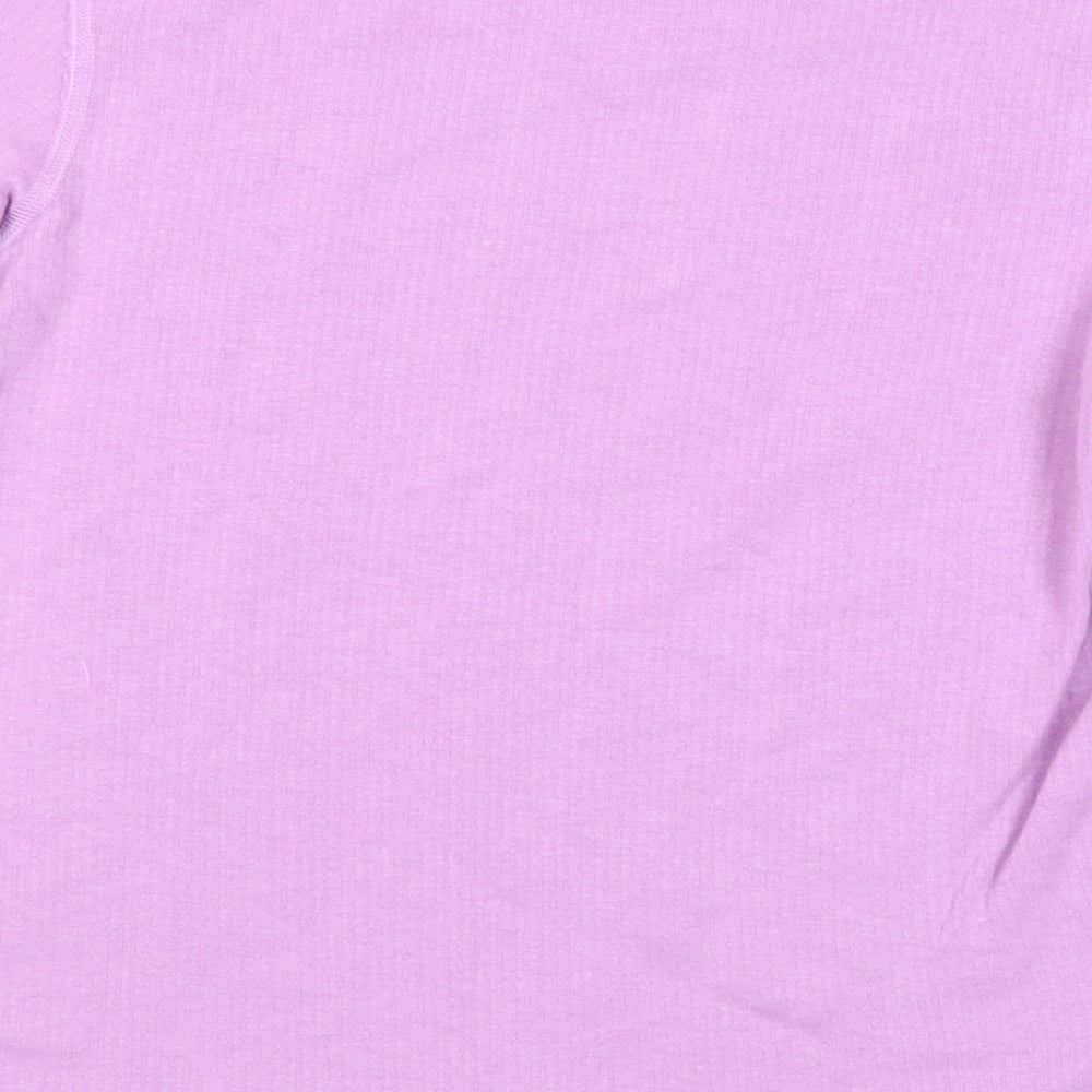 Brand and care label for Marks & Spencer girls’ purple cotton pullover t-shirt, size 9-10, years crew neck pullover - thermal