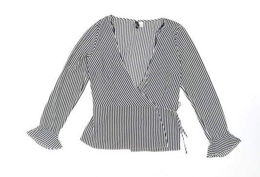 Womens UK Size 10 Divided by H&M Black Wrap Blouse
