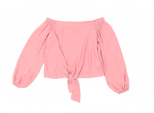 Womens UK Size 8 New Look Pink Cropped Blouse