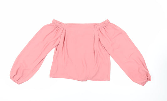 Womens UK Size 8 New Look Pink Cropped Blouse