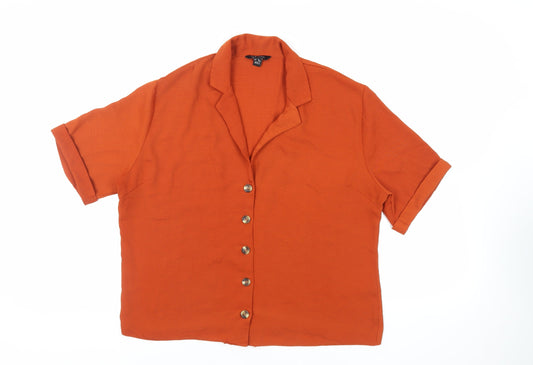 Womens UK Size 16 New Look Brown Basic Button-Up